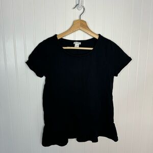 J. Crew Top XS Black Solid Peplum Short Sleeve  Casual Workwear Women